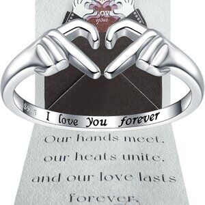 925-Sterling-Silver Heart Claddagh Rings for Women - Adjustable White/18K/Rose G